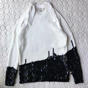 Monse Cold Shoulder Sequin Sweater